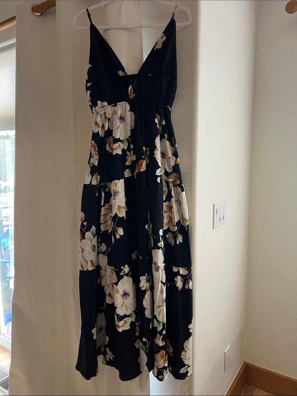 Black Floral Maxi Dress with Spaghetti Straps